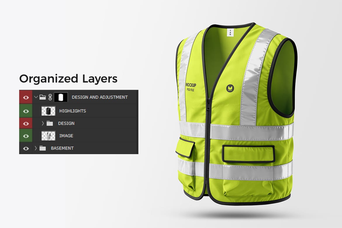 High Quality Construction Vest Mockup