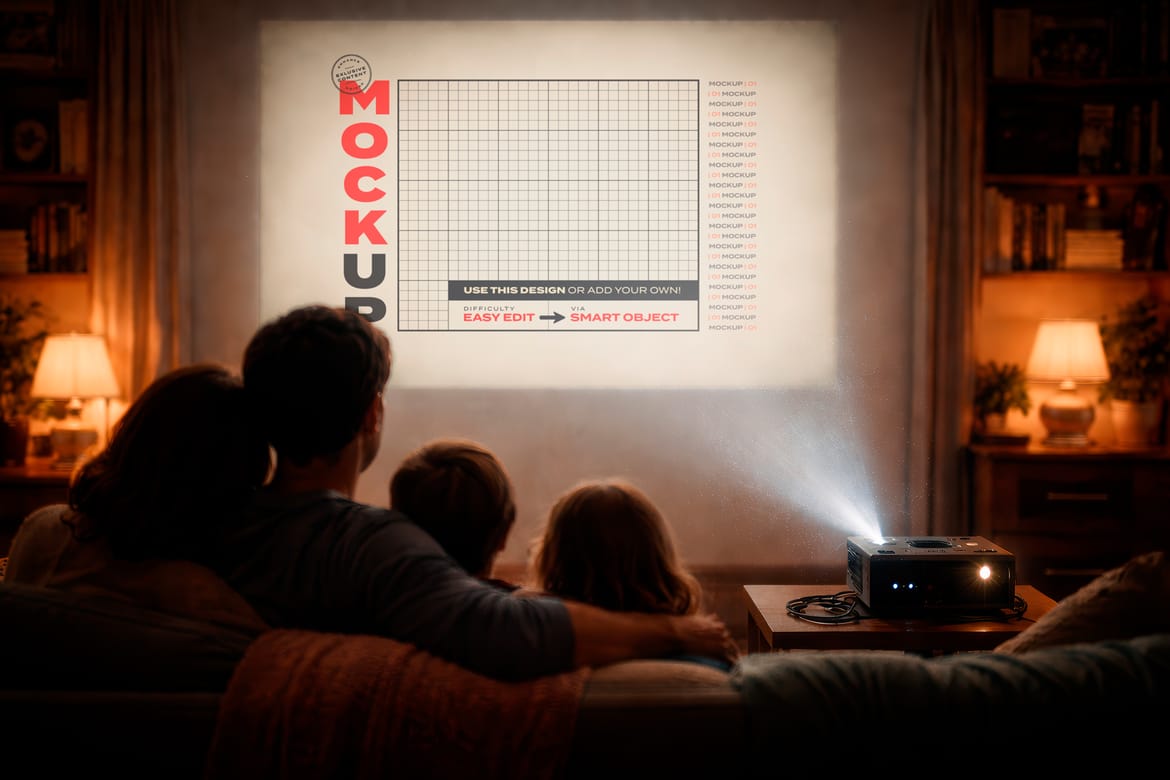 Projector Screen Home Cinema Mockups
