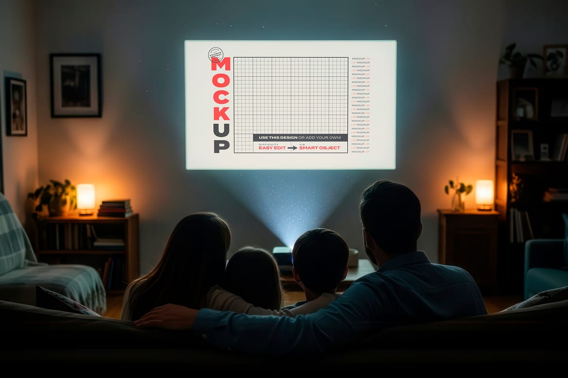 Projector Screen Home Cinema Mockups
