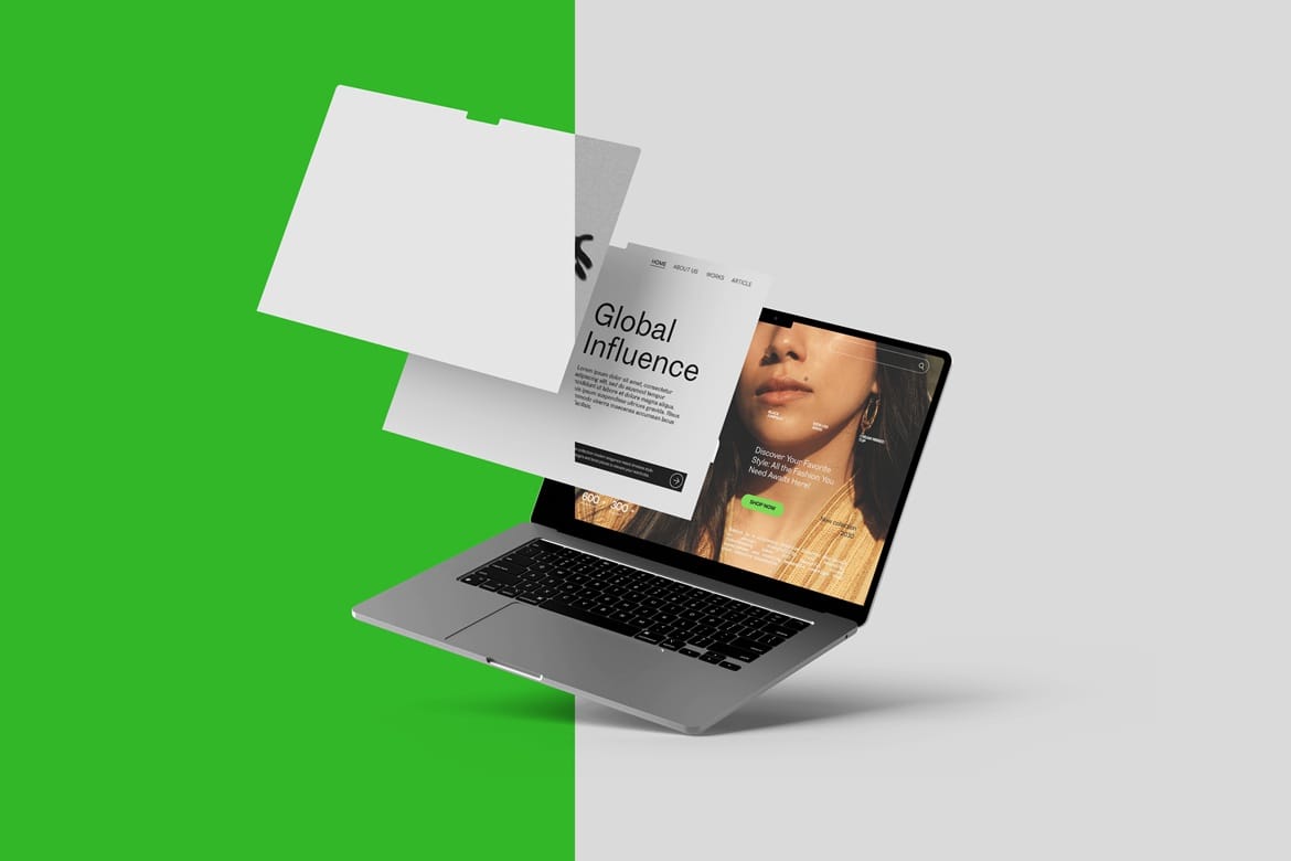 Laptop Screen Website Mockup