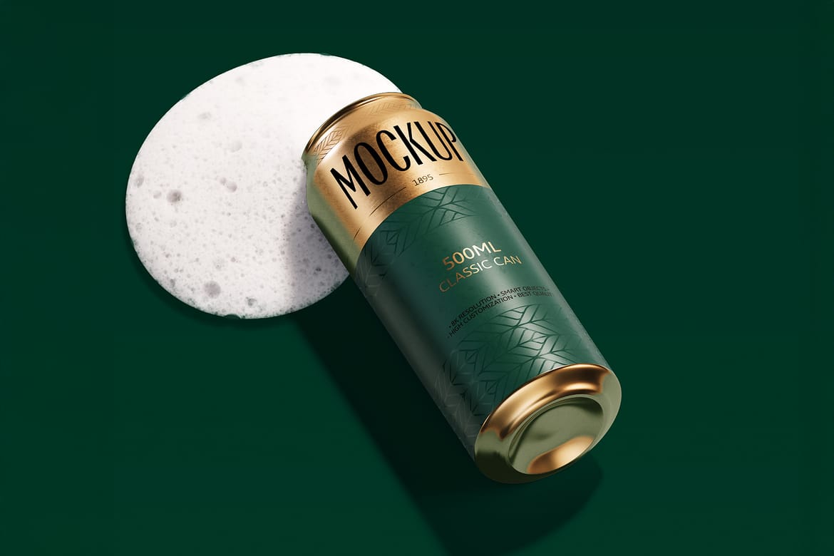 500ml Can Mockup | Plane Scene 003