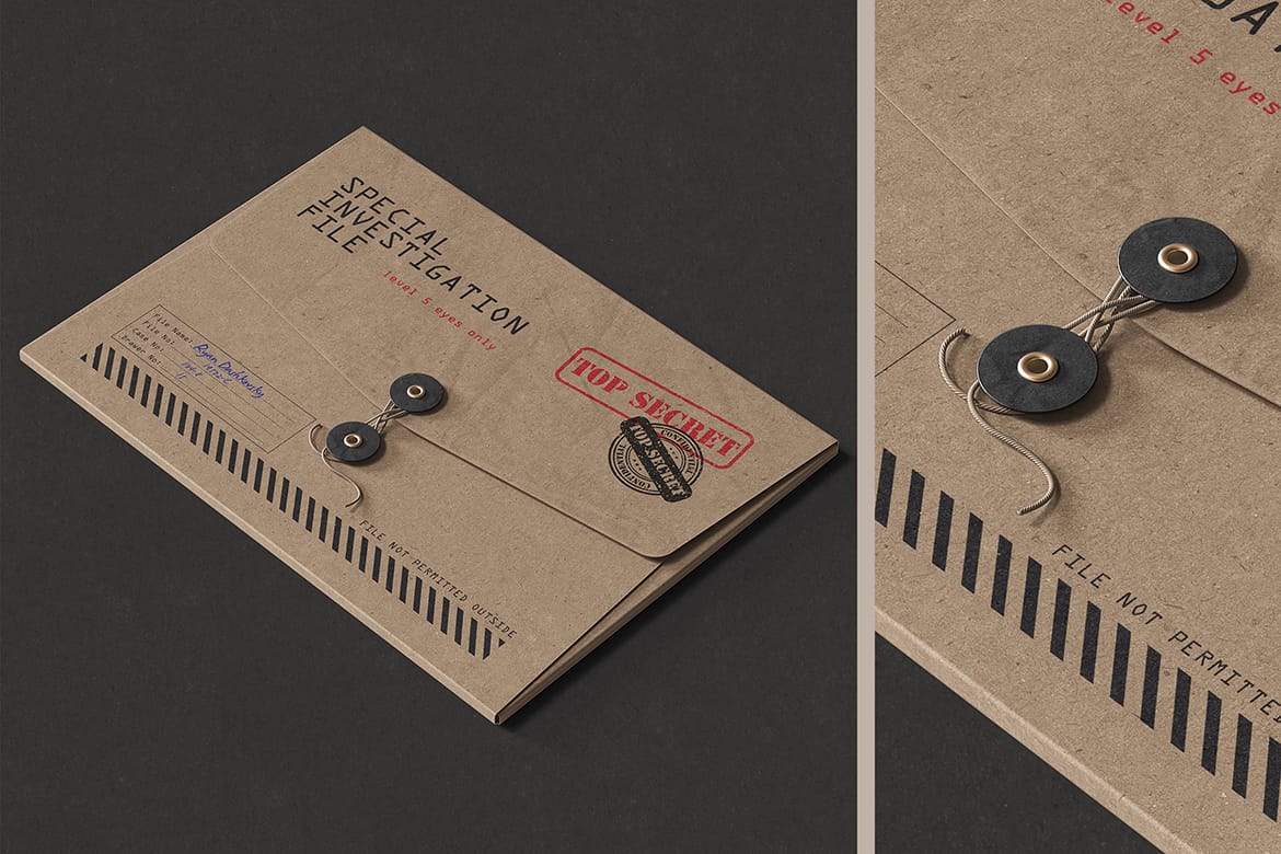 Kraft String-Tie Folder Mockup