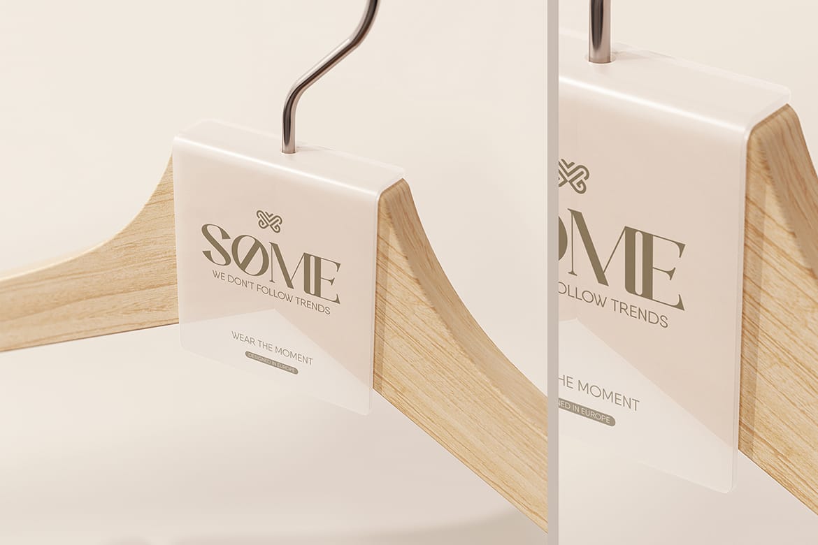 Transparent Clothing Hanger Tag Mockup