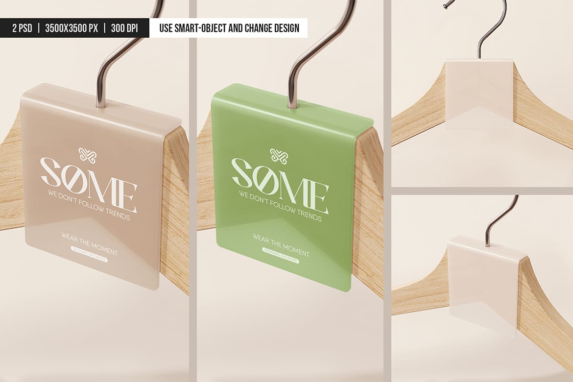 Transparent Clothing Hanger Tag Mockup