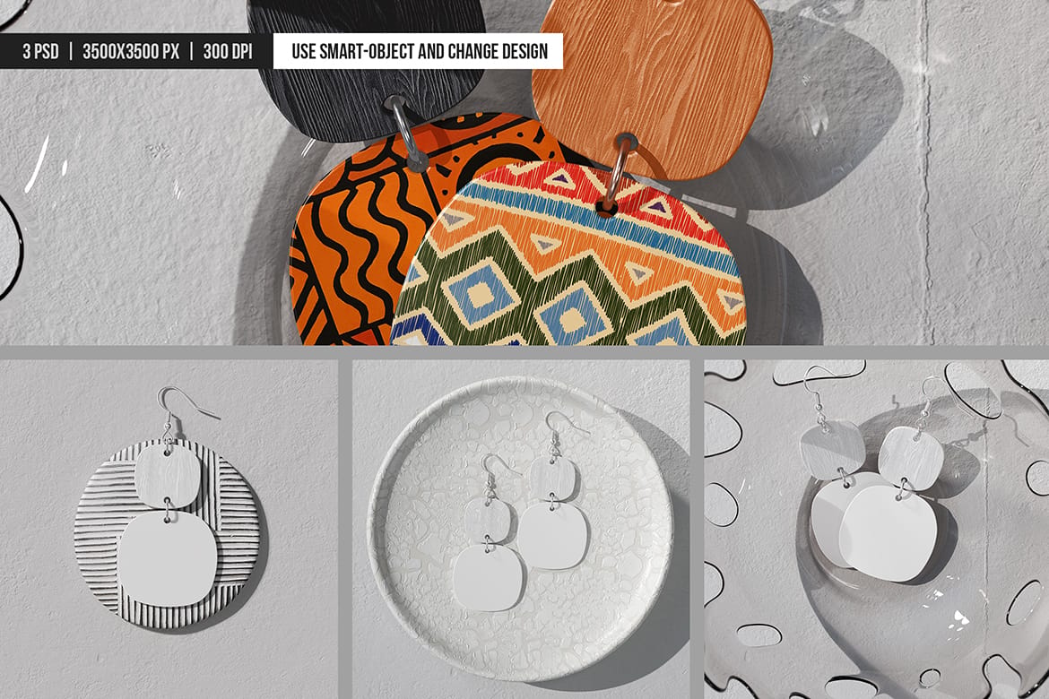 Double Disc Earrings Mockup