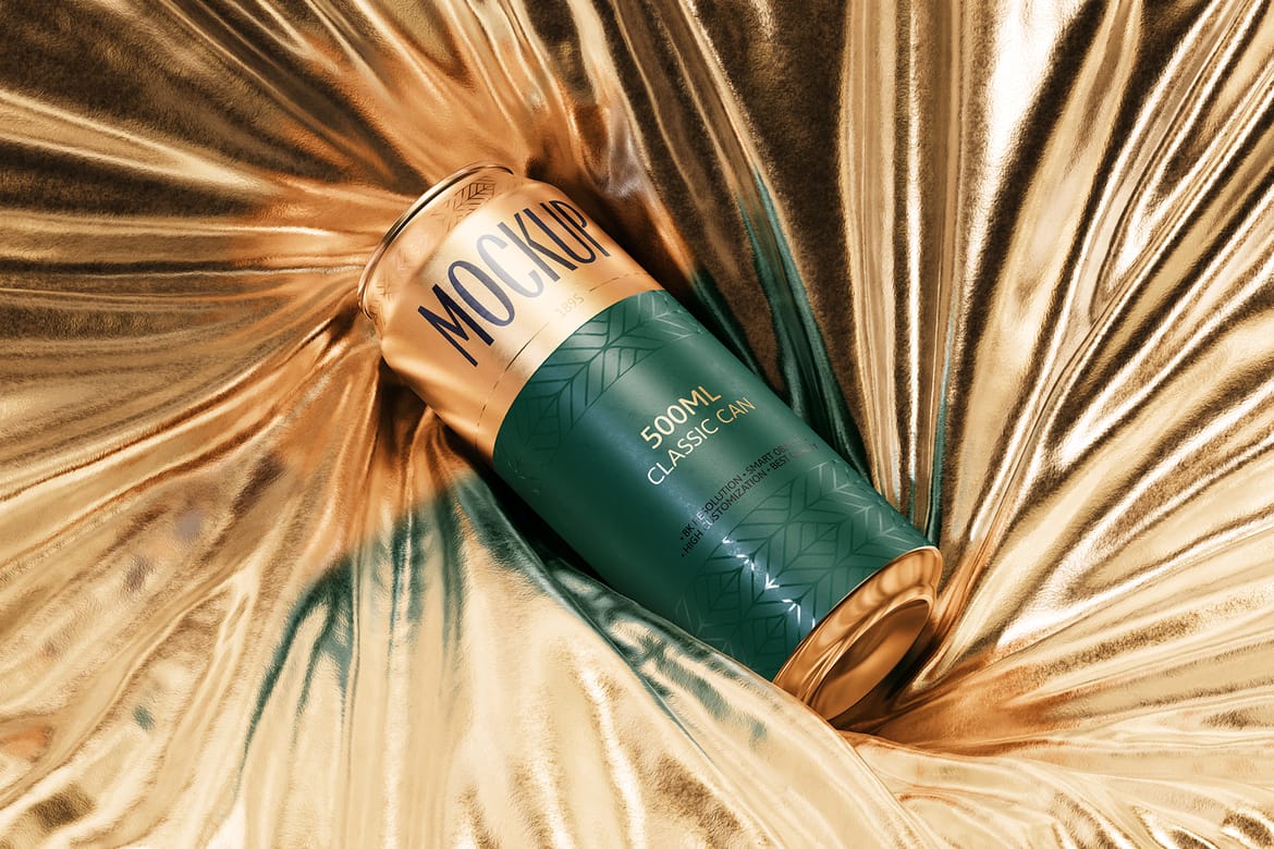 500ml Can Mockup | Foil Scene 001