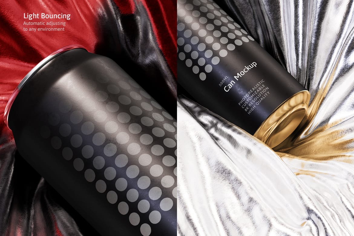 500ml Can Mockup | Foil Scene 001