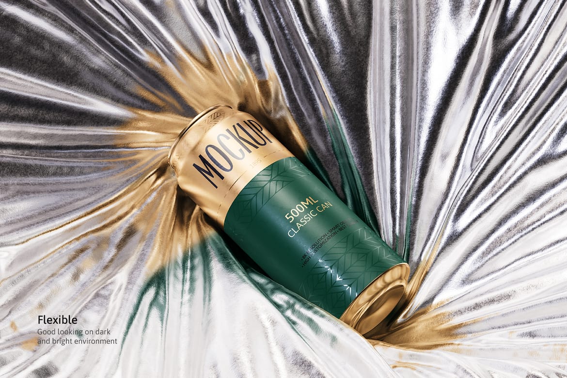 500ml Can Mockup | Foil Scene 001