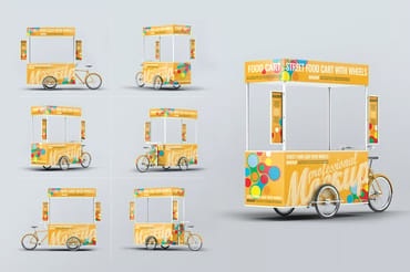 Food Cart Kiosk With Wheels Mock-Up
