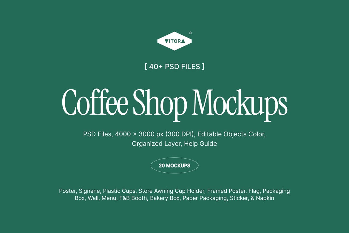 20 Coffee Shop & Bakery Mockups