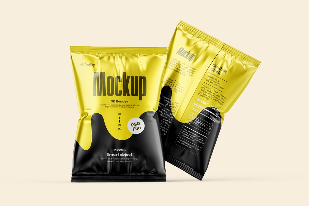 High Quality Snack Bag Mockup