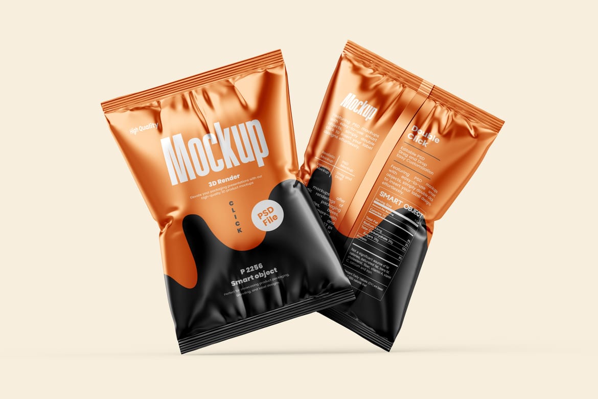 High Quality Snack Bag Mockup