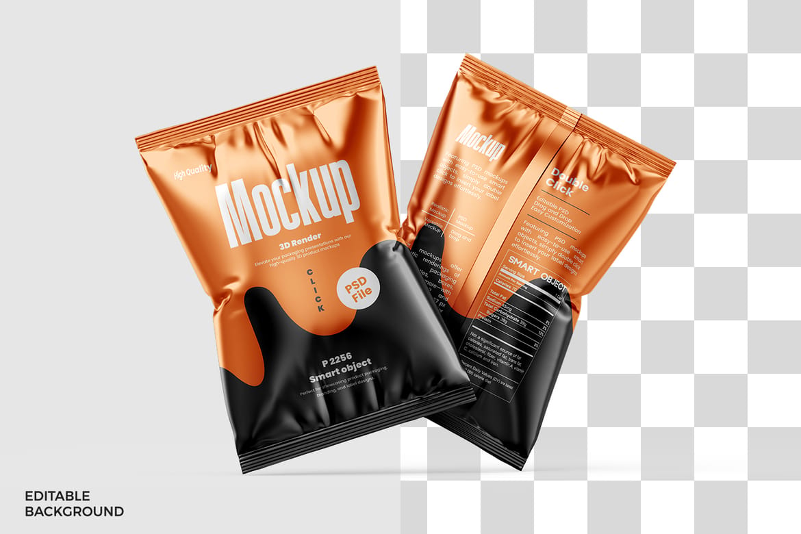 High Quality Snack Bag Mockup