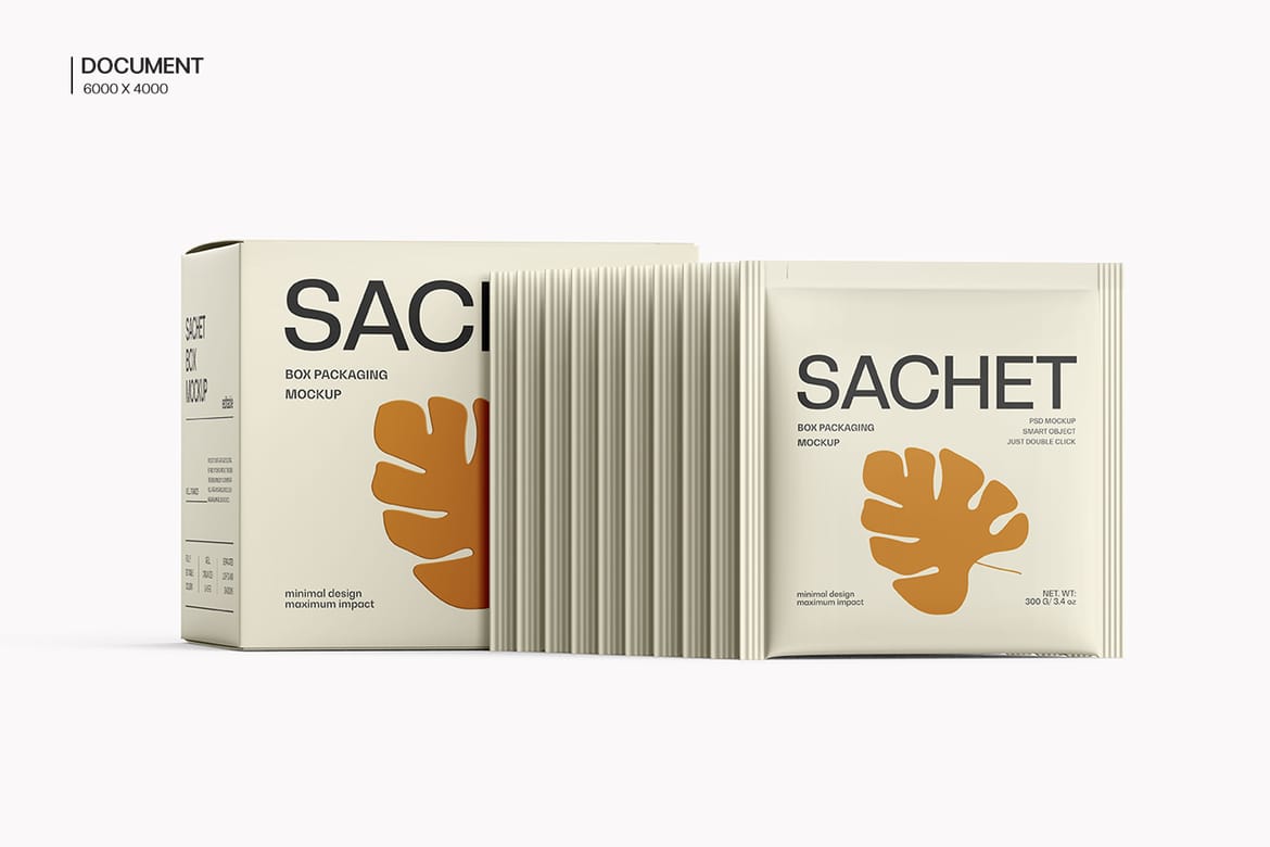 Tea Packaging Box With Sachet Mockup