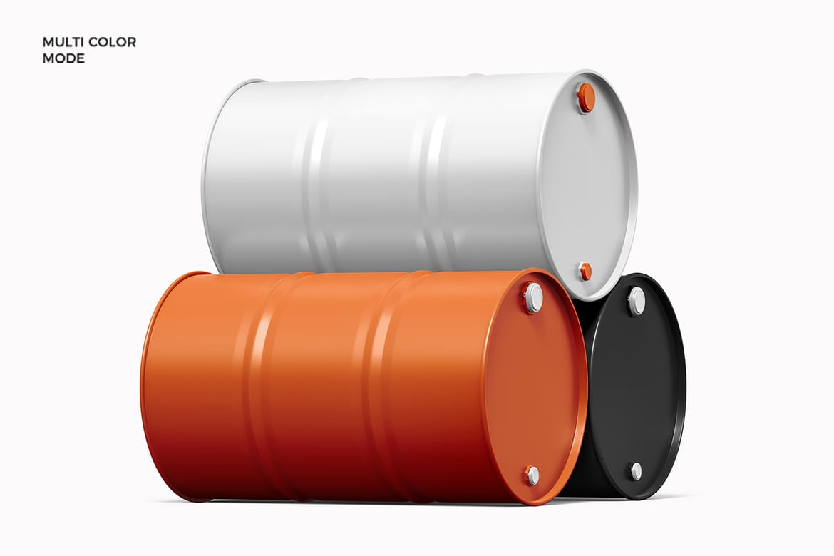 Realistic Metal Oil Barrel Mockup