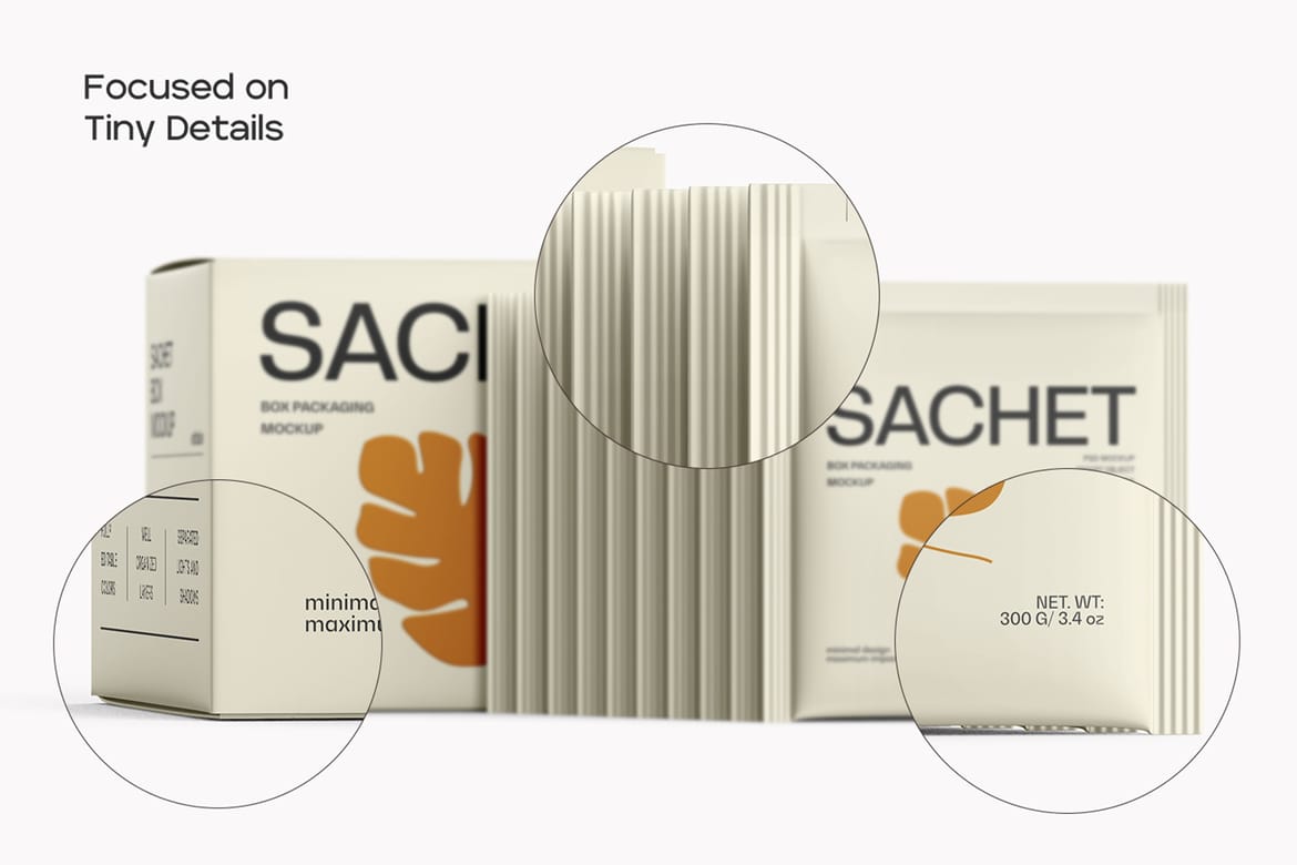Tea Packaging Box With Sachet Mockup