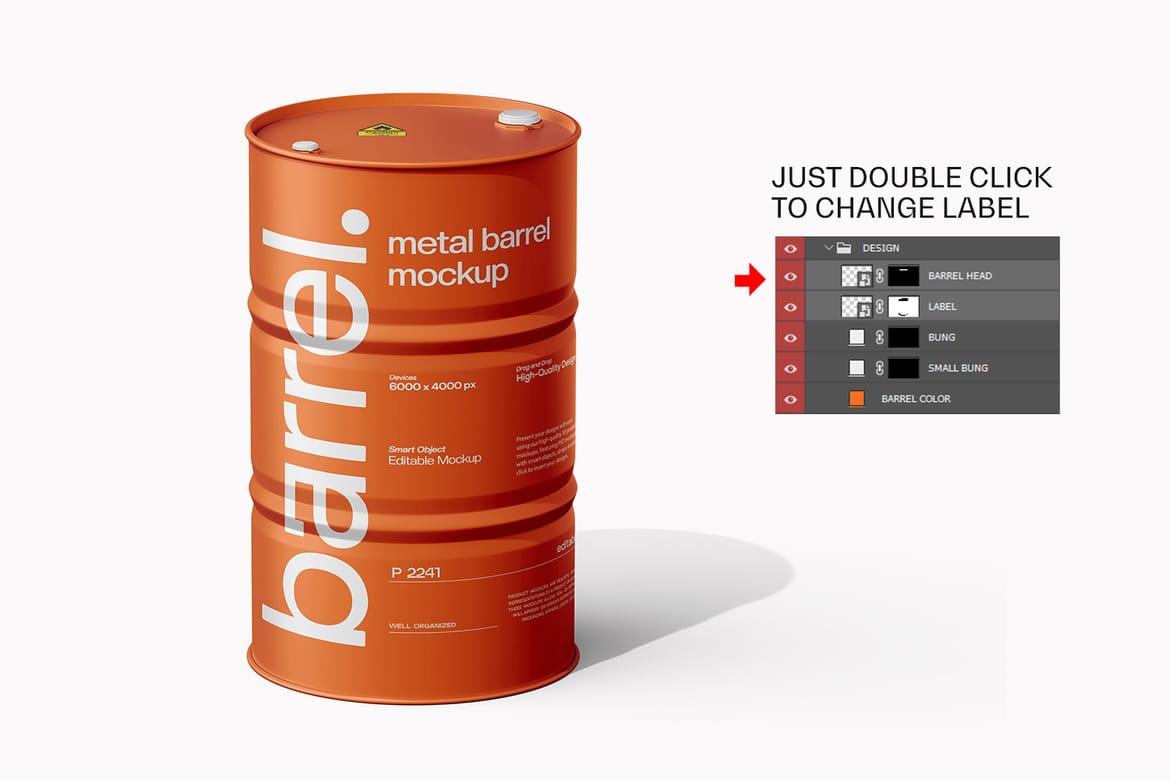 Realistic Metal Oil Barrel Mockup