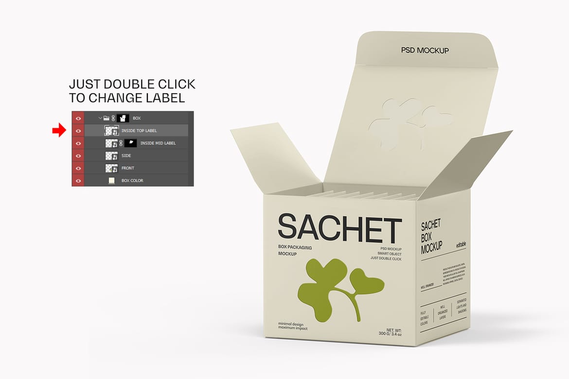 Tea Packaging Box With Sachet Mockup