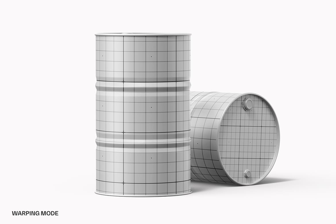 Realistic Metal Oil Barrel Mockup