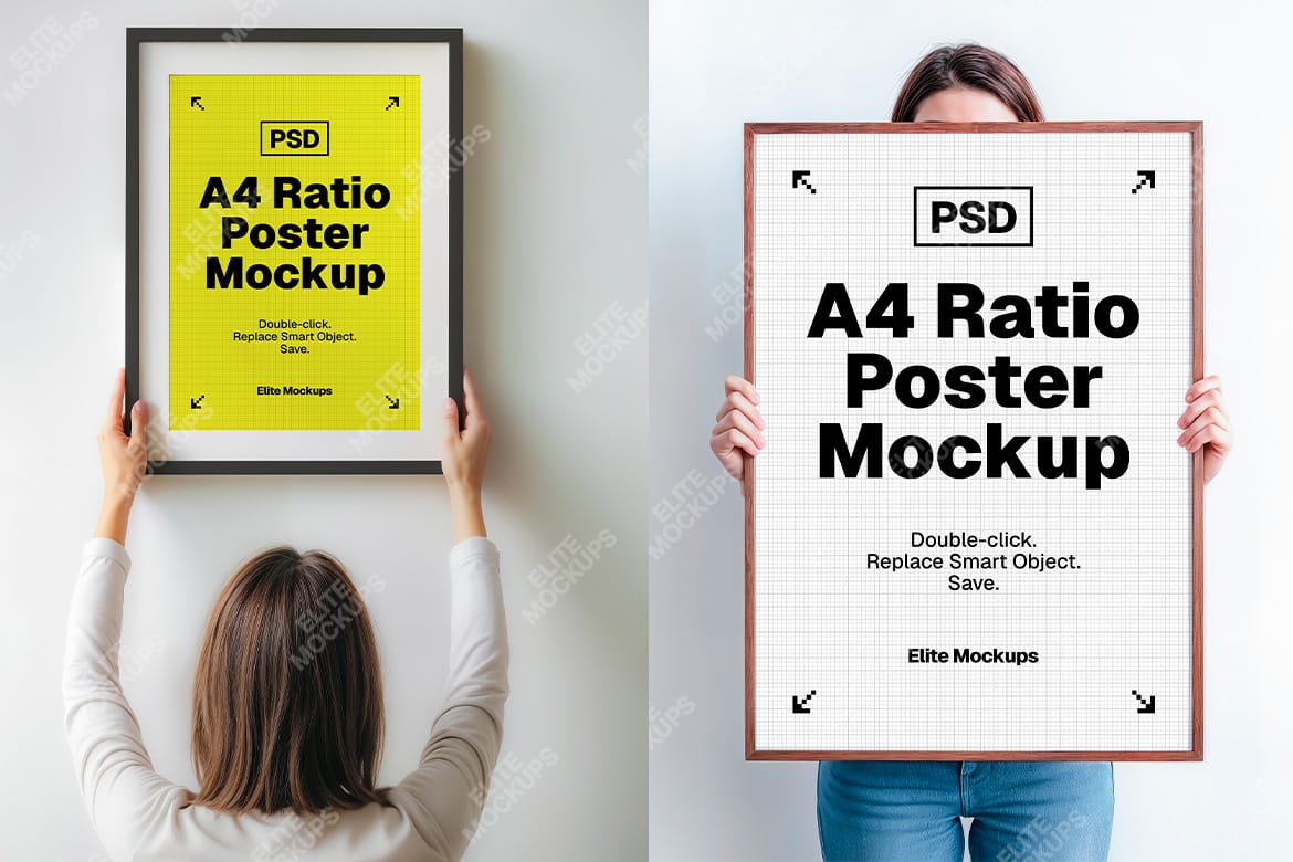 A4 Ratio Vertical Poster Mockup Set