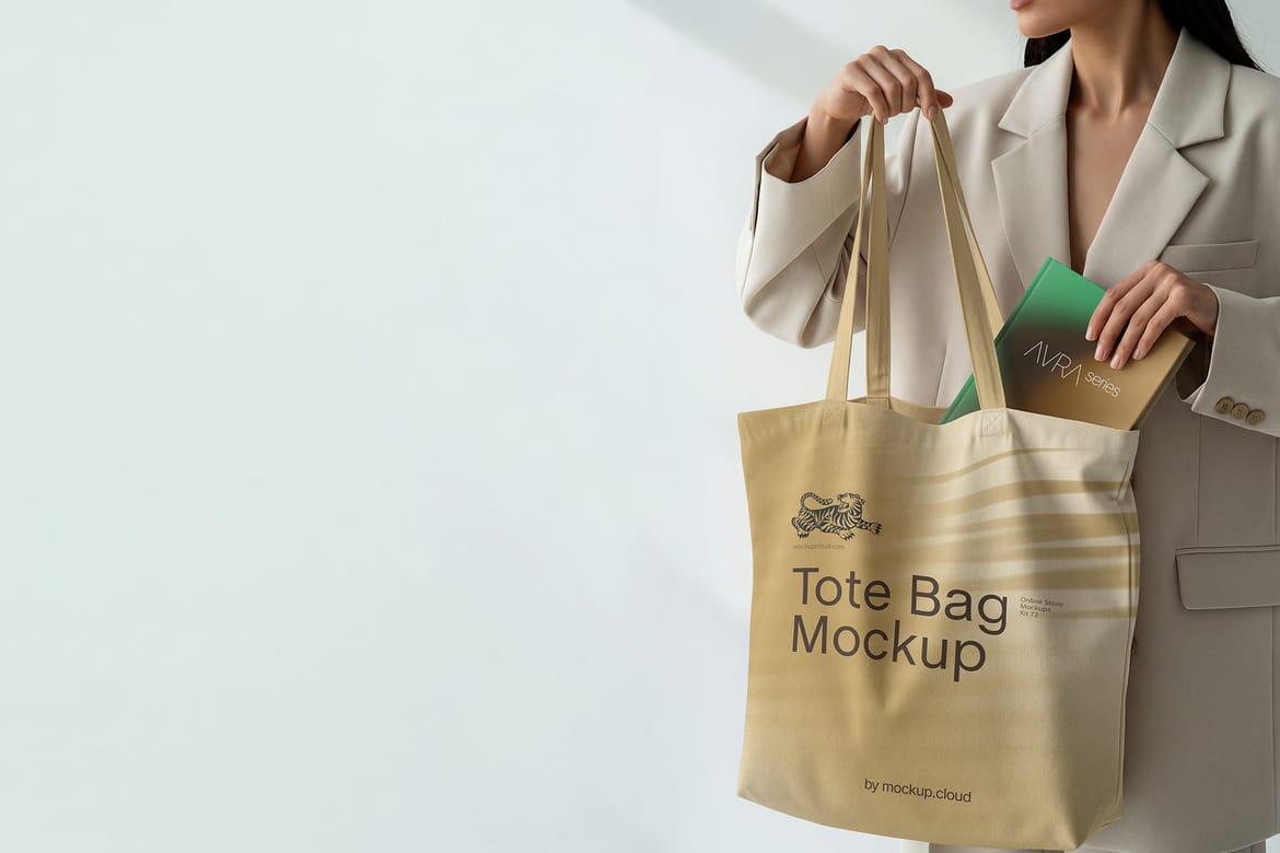 Tote Bag and Book Mockup / Aura Series