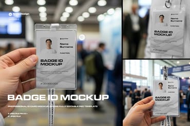 3 ID Card Badge Mockups. Vol.02. Generated AI