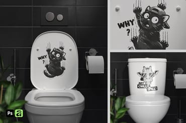 Bathroom Toilet Sticker Mockup