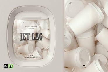 Airline Window Coffee Cups Mockup