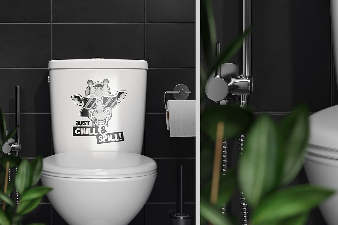 Bathroom Toilet Sticker Mockup