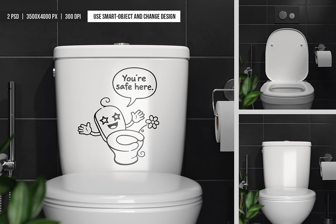 Bathroom Toilet Sticker Mockup