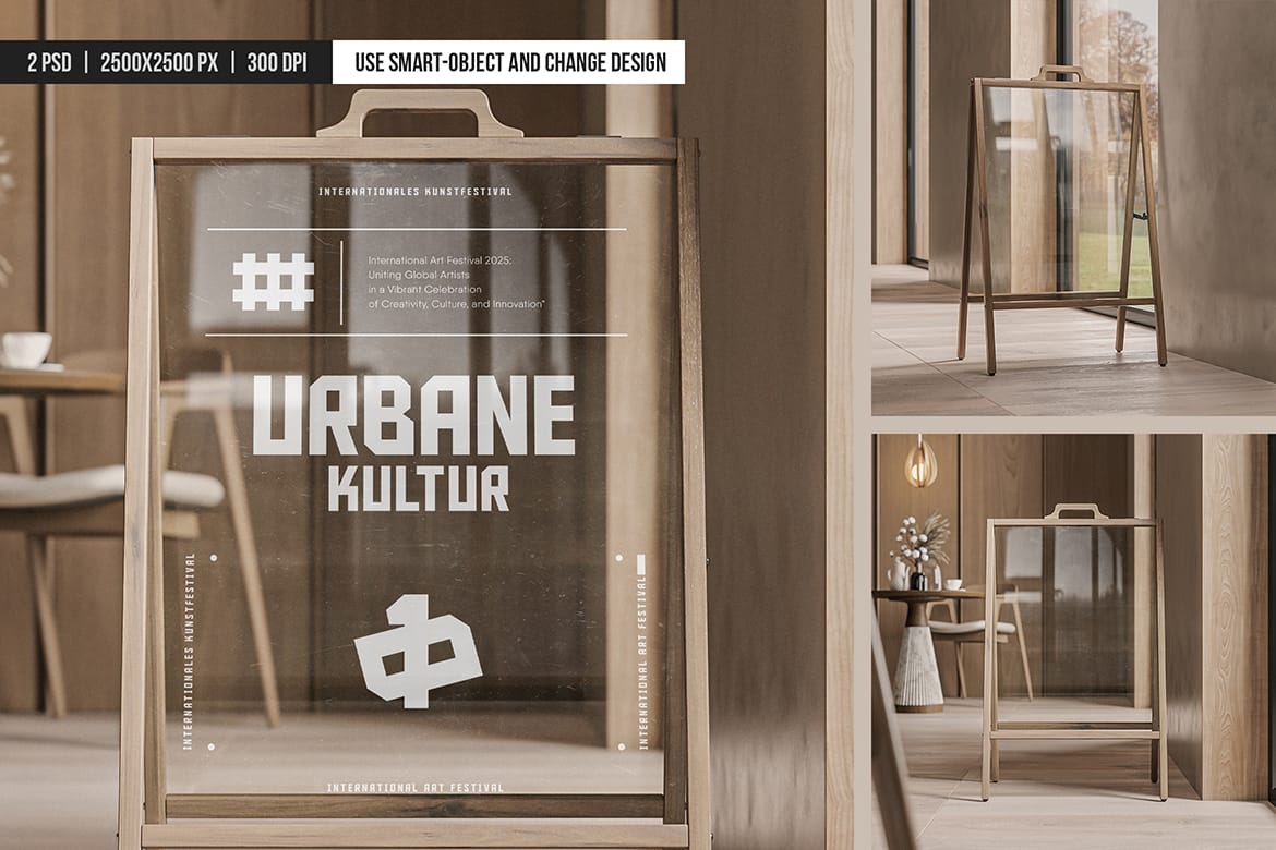 A-Frame Glass Sign Mockup