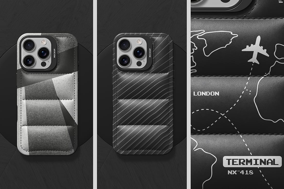 Padded Leather Phone Case Mockup