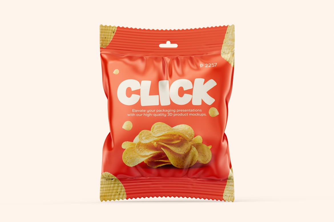 Foil Snack Bag Packaging Mockup