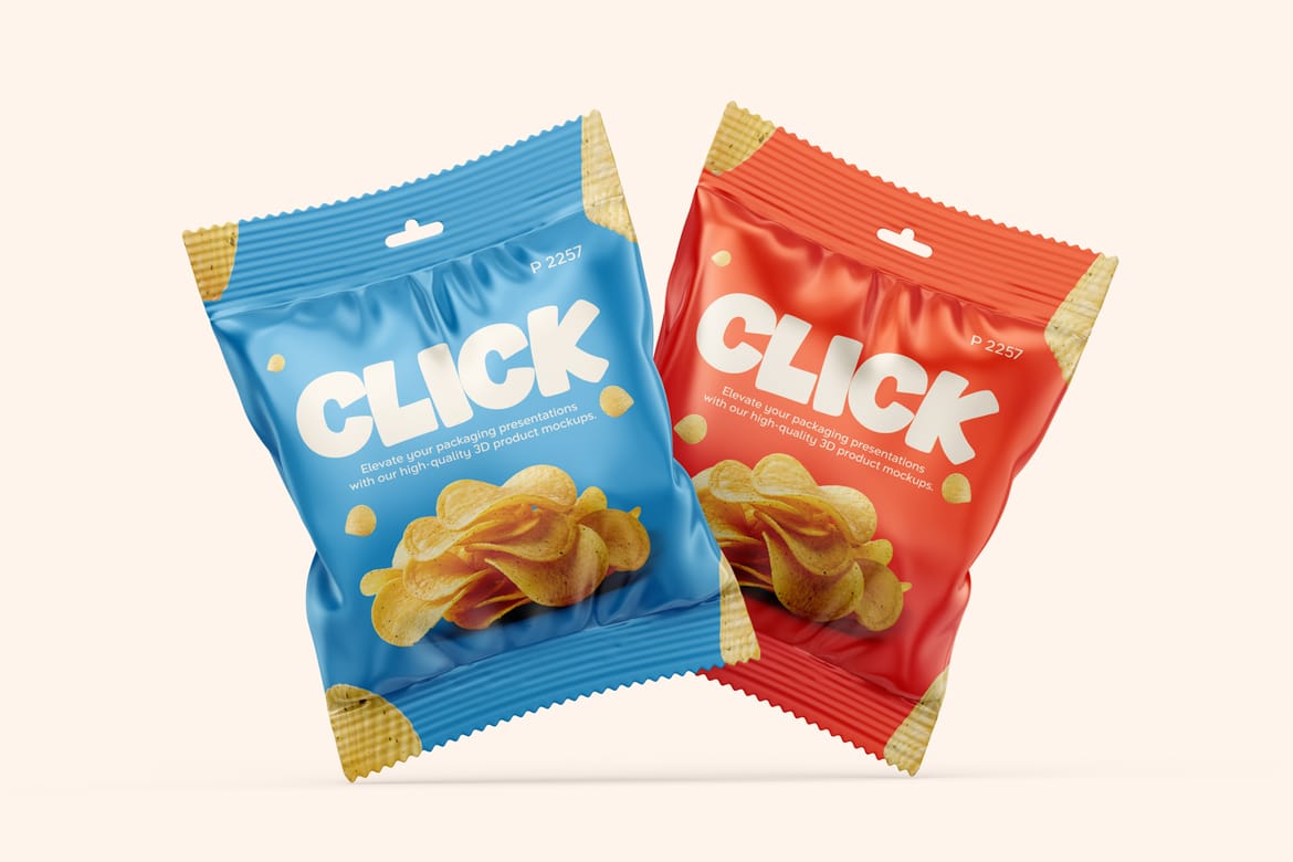 Foil Snack Bag Packaging Mockup