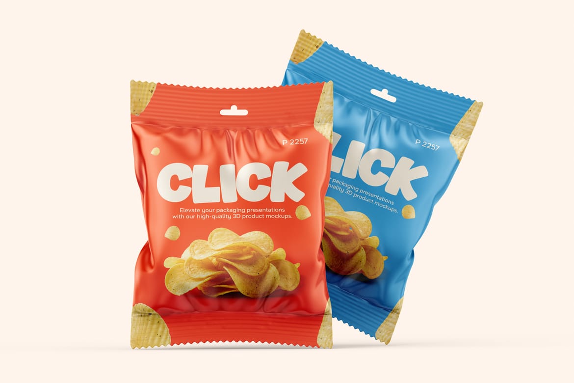 Foil Snack Bag Packaging Mockup