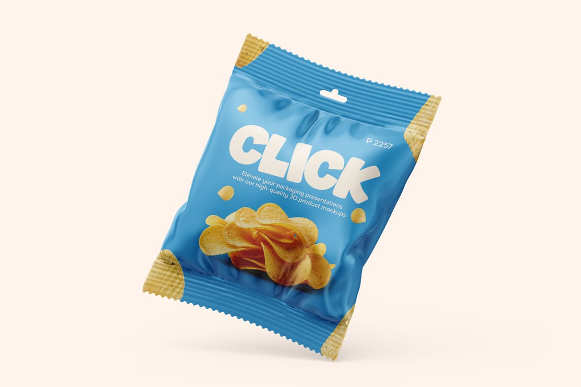Foil Snack Bag Packaging Mockup