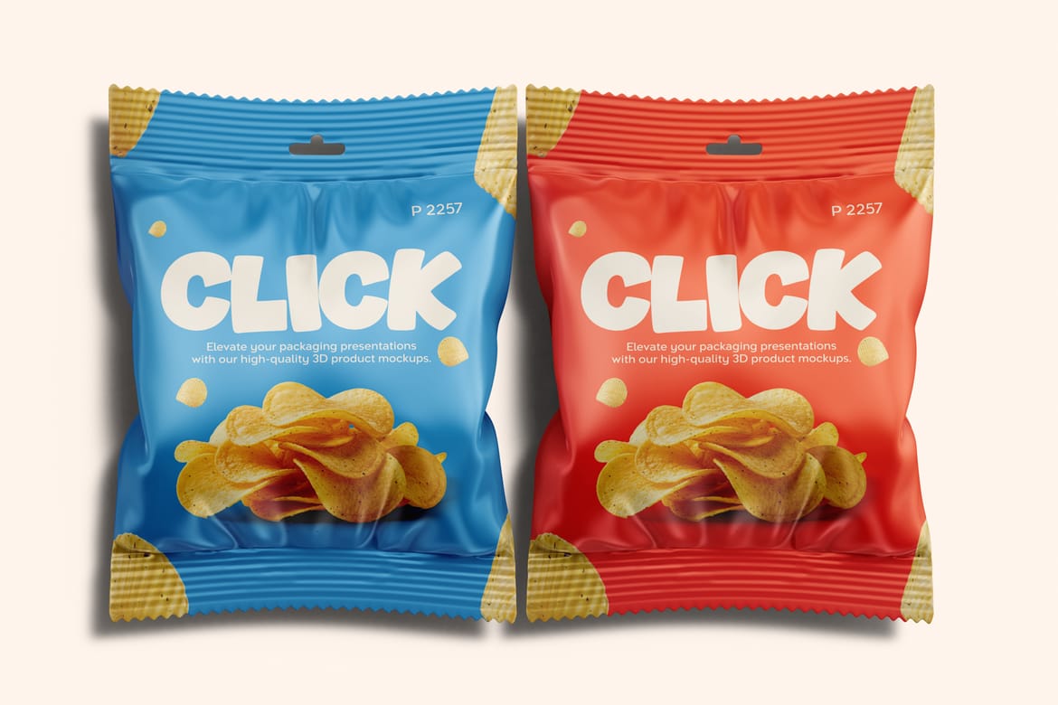 Foil Snack Bag Packaging Mockup