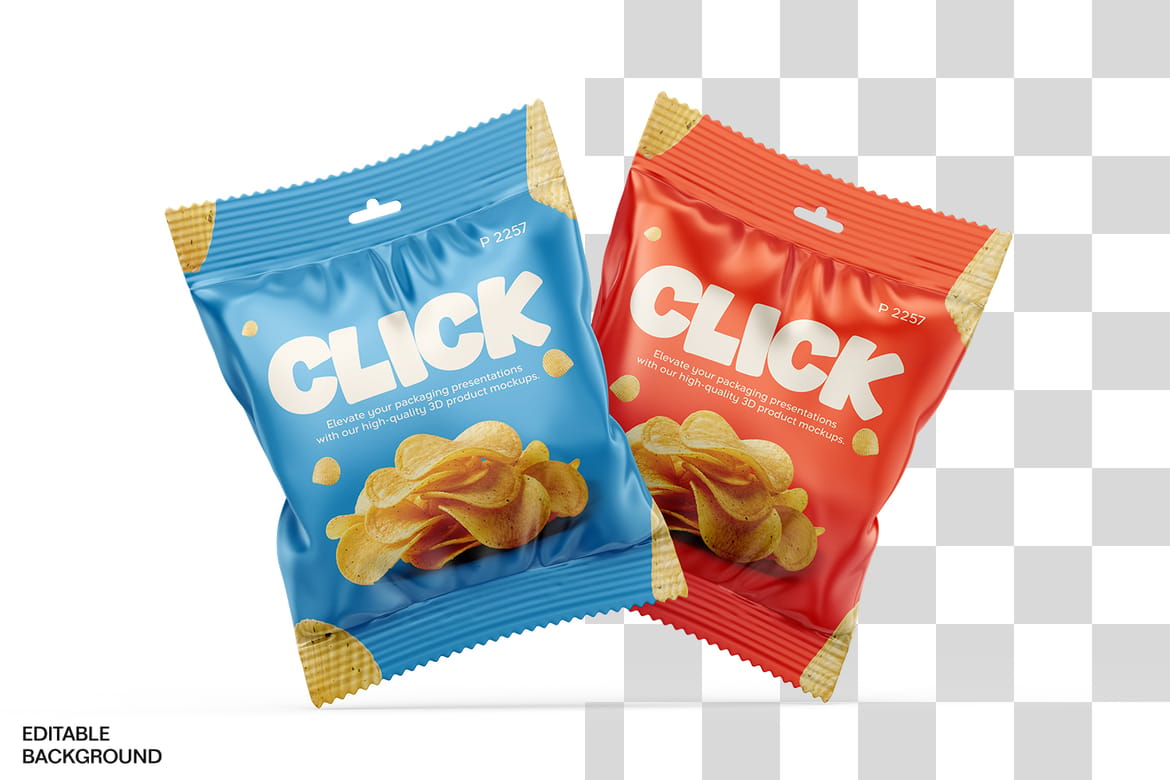 Foil Snack Bag Packaging Mockup