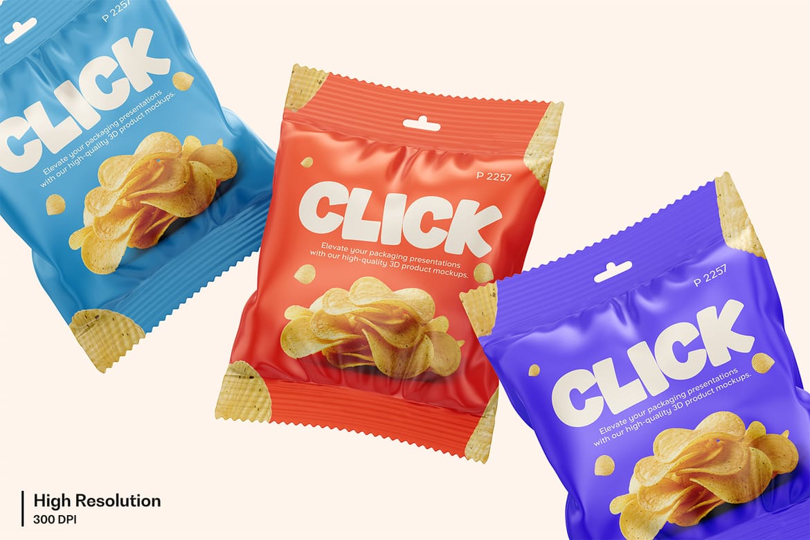 Foil Snack Bag Packaging Mockup