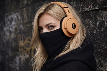 Woman with Headphones Mockup