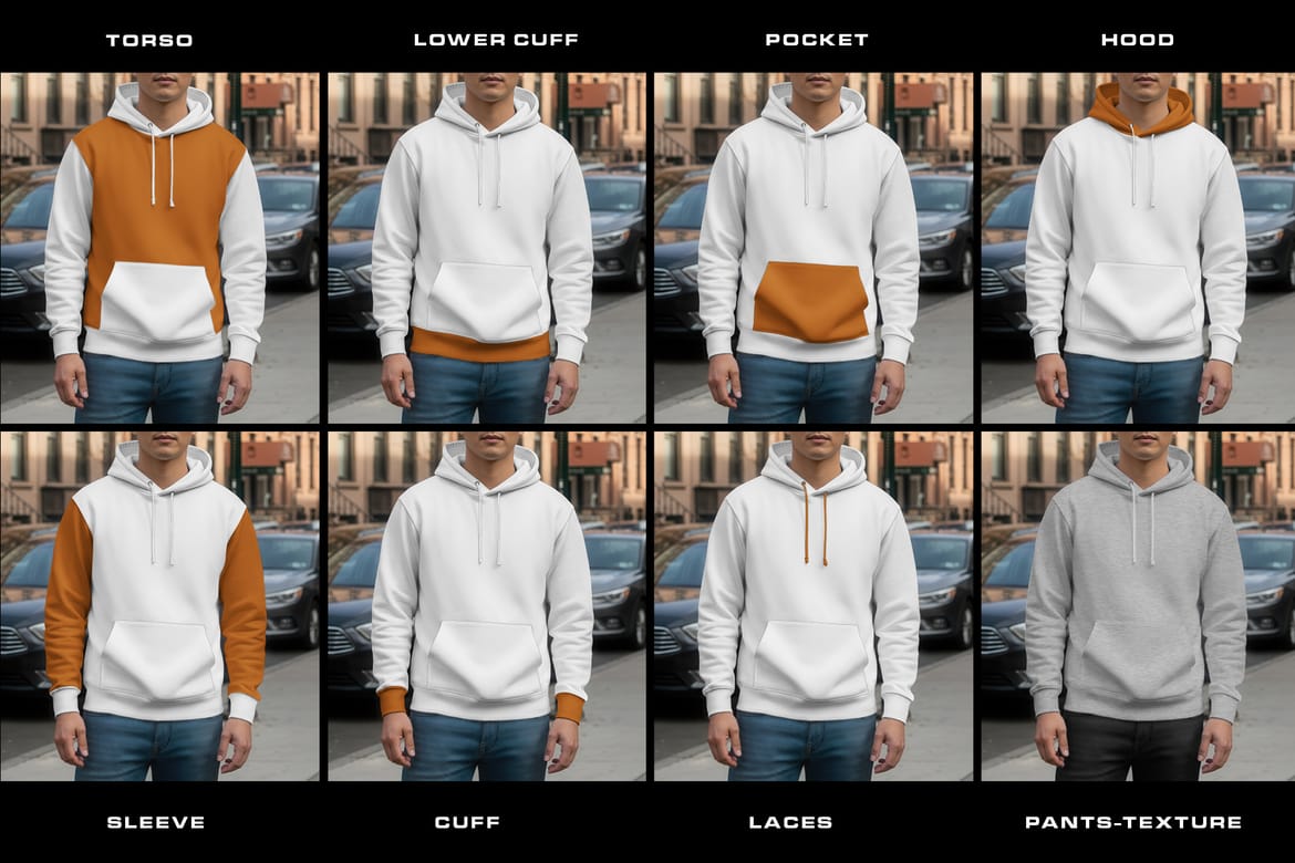 6  Urban Streetwear Hoodie Mockup on Asian Man. Generated AI 