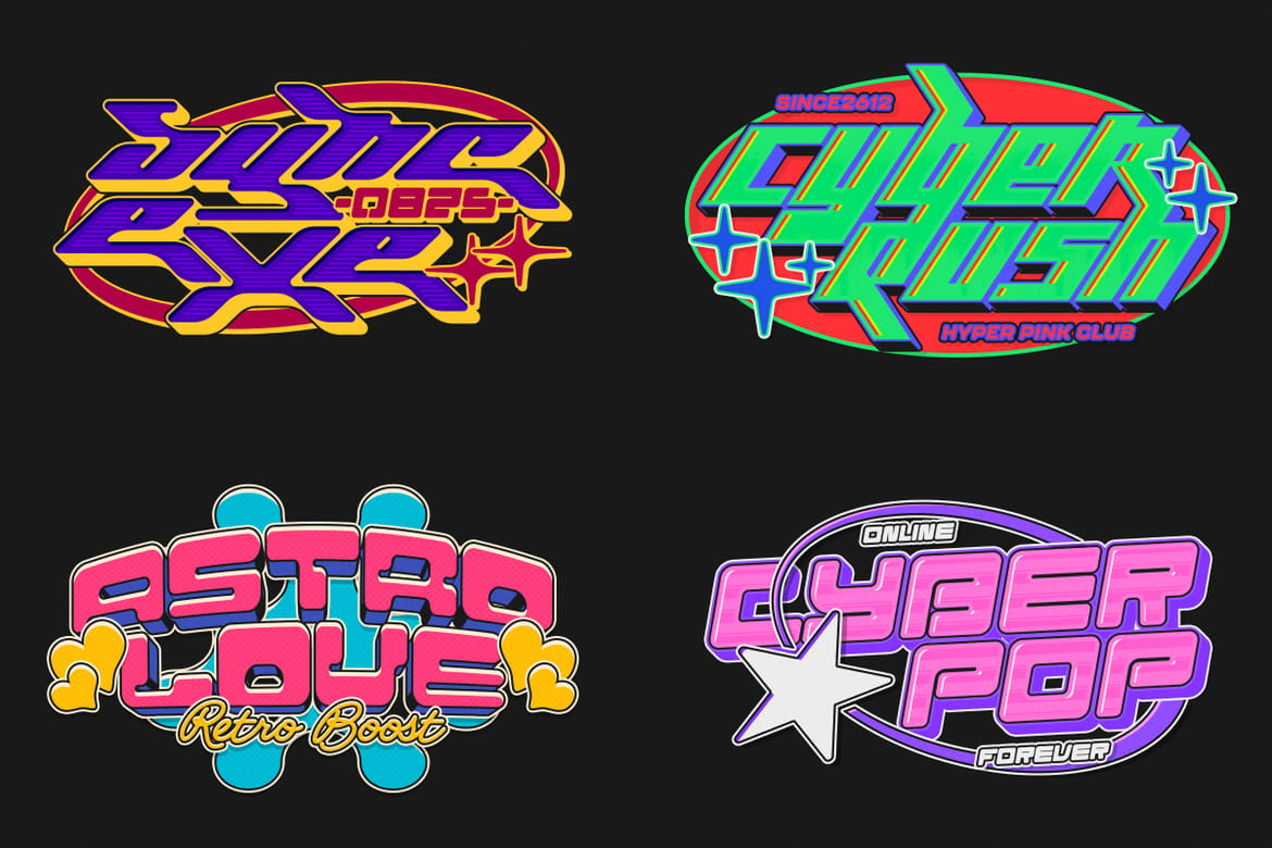 Y2K Logo Cyber Pop Text Effects