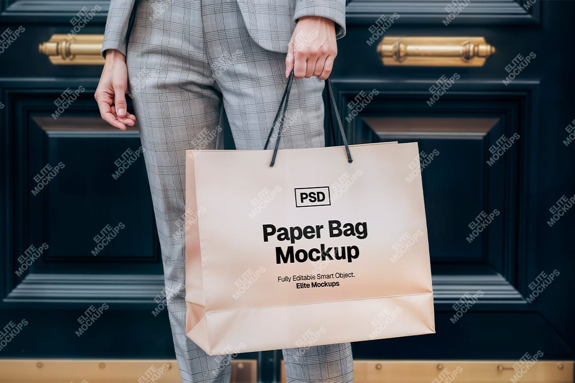 Premium Paper Shopping Bag Mockup Set PSD