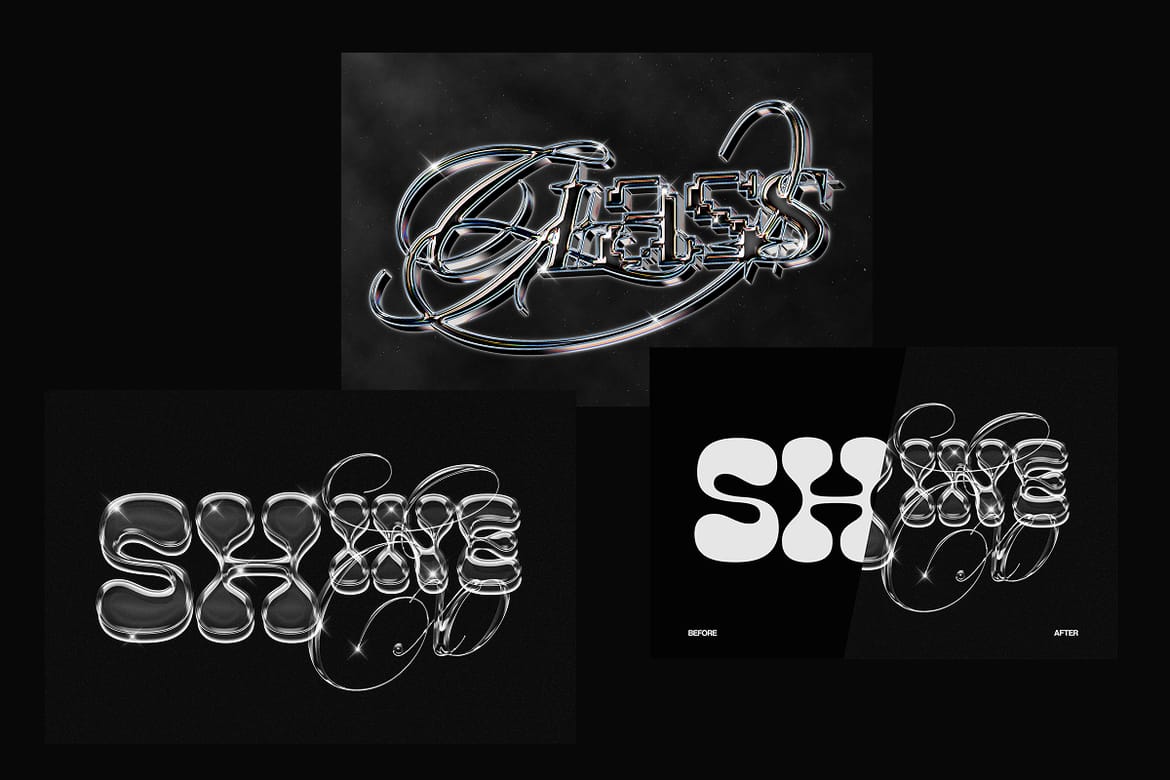 Glass Chrome Text Effect