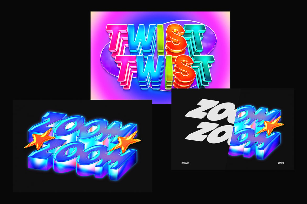 Colorful 3D Glossy Text Effect
