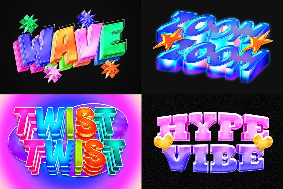 Colorful 3D Glossy Text Effect