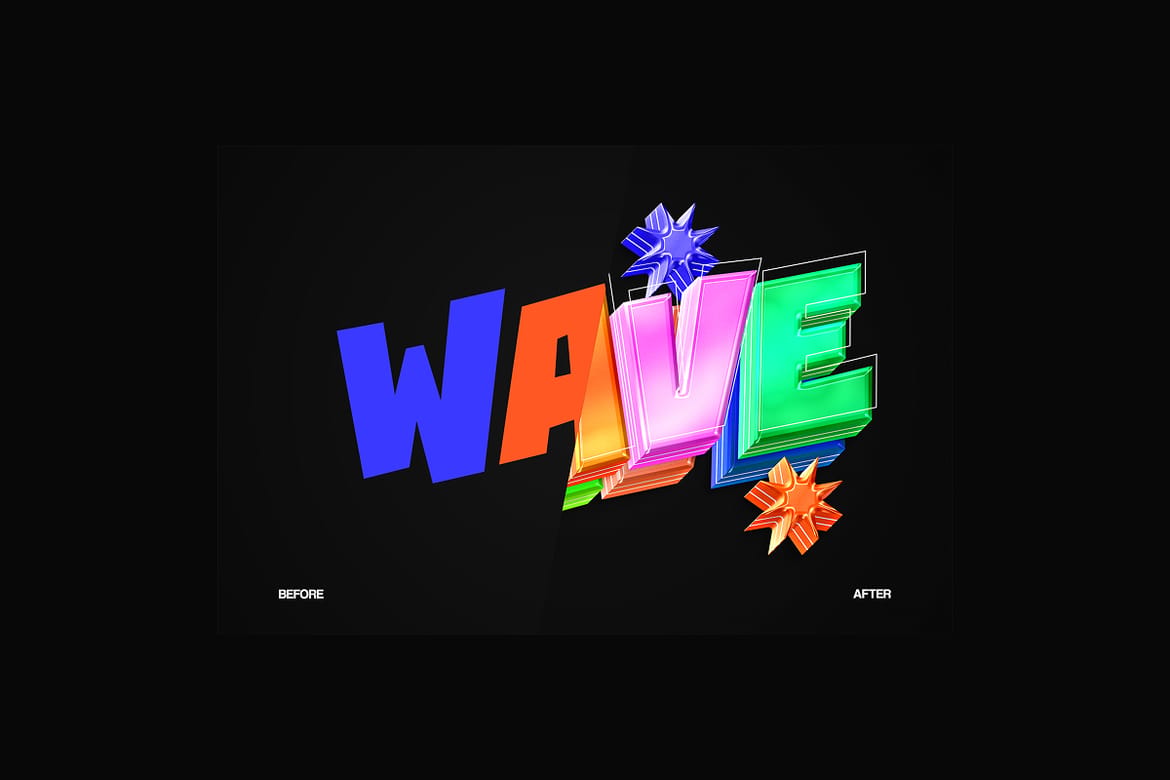 Colorful 3D Glossy Text Effect