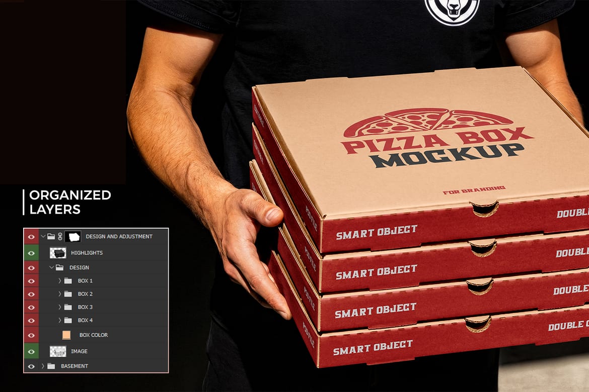 Pizza Box Packaging Branding Mockup