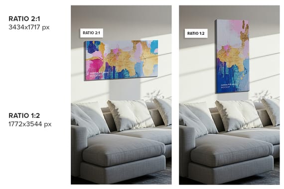 Hung Canvas Mockup Pack 007 – Living Room Scene