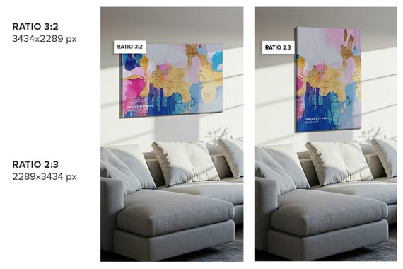 Hung Canvas Mockup Pack 007 – Living Room Scene